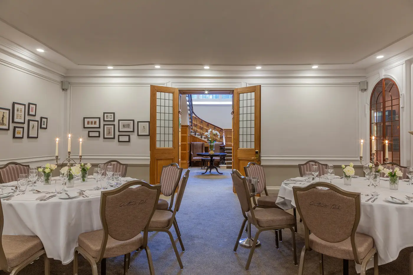 The Garden Room set for dinner with doors open